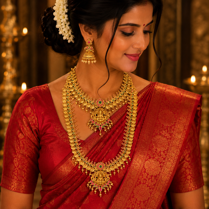 Ratnashree Lakshmi Kaasu Mala Kemp Bridal Combo Set
