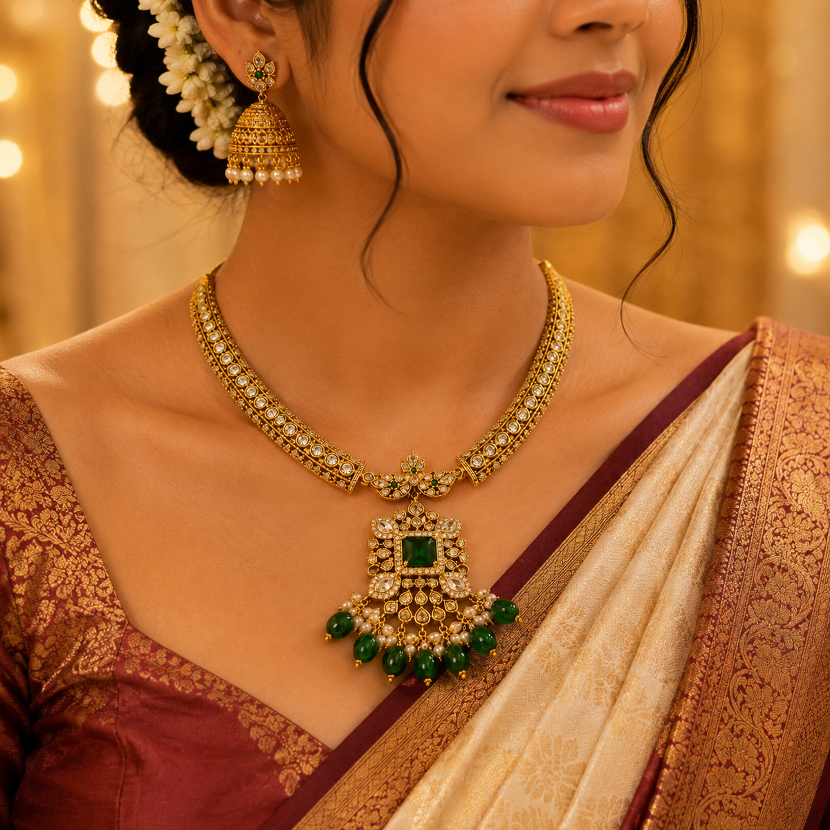 Rivanya Emerald Stone Necklace
