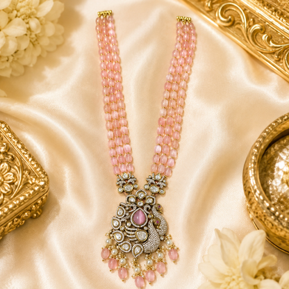 Rose Petal Beads Necklace (Black Mehandhi Polish)