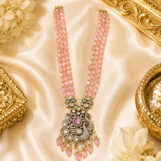 Rose Petal Beads Necklace (Black Mehandhi Polish)