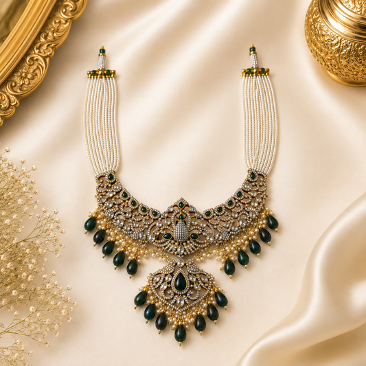 Royal Emerald Beads Set (Black Mehandhi Polish)