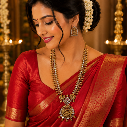 Ruby with Lakshmi haram