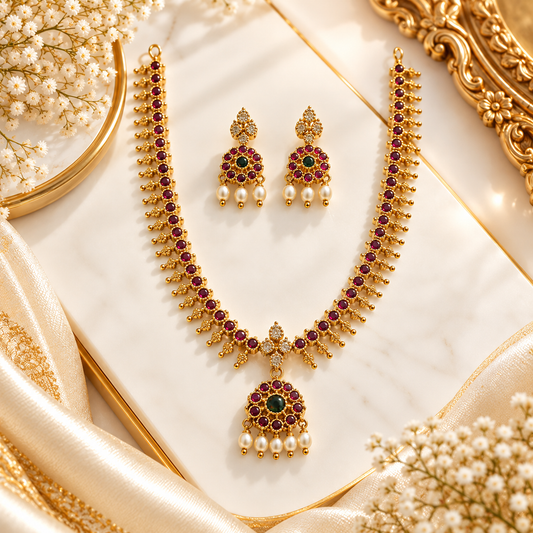 Traditional kemp necklace with pearls