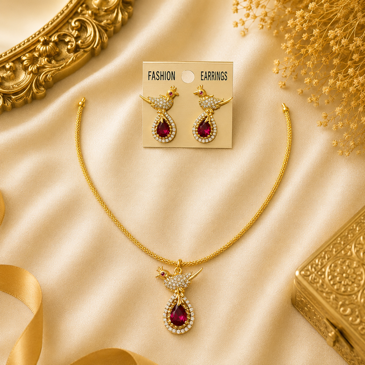 Trending Ruby parrot necklace