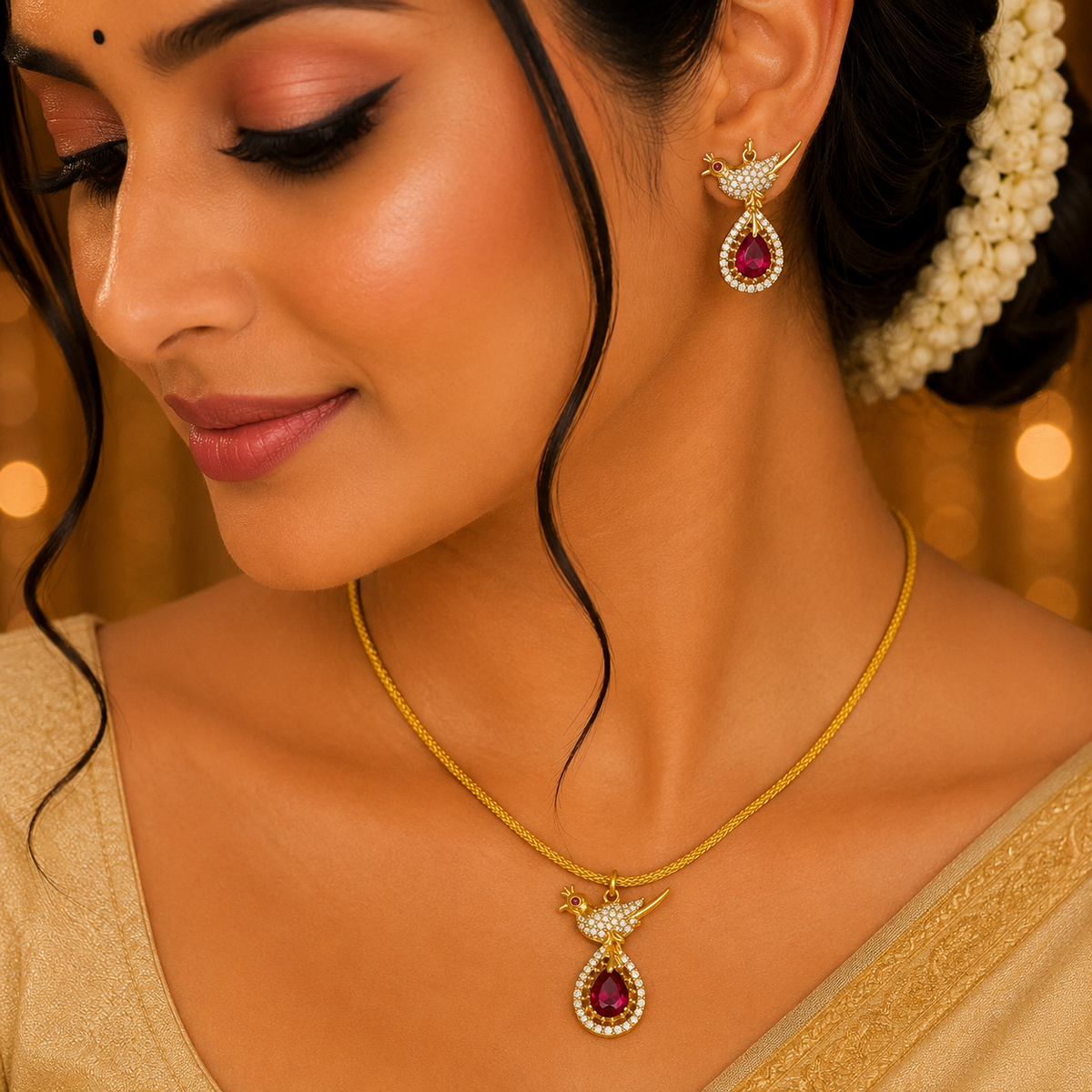 Trending Ruby parrot necklace