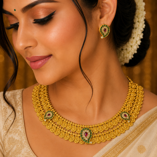 Two layer coin mango necklace