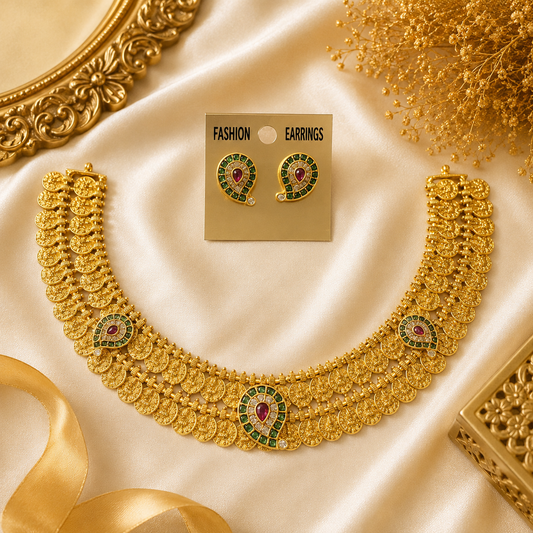 Two layer coin mango necklace