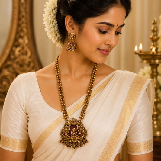 Varnika Lakshmi Ruby Enamel Muthu Mala