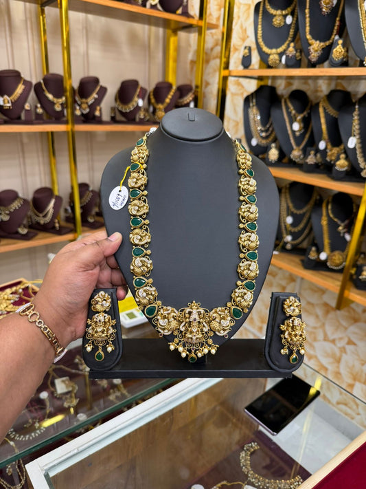 Antique gold replica emerald stone haram