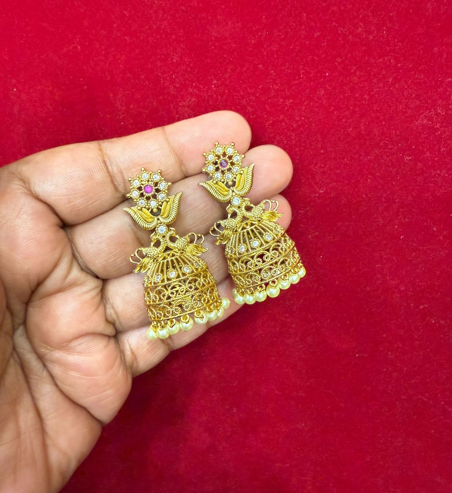 Flower With Leaf Jumka