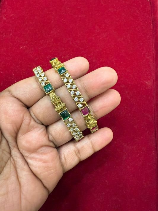 Red & GReen With White Stone Design