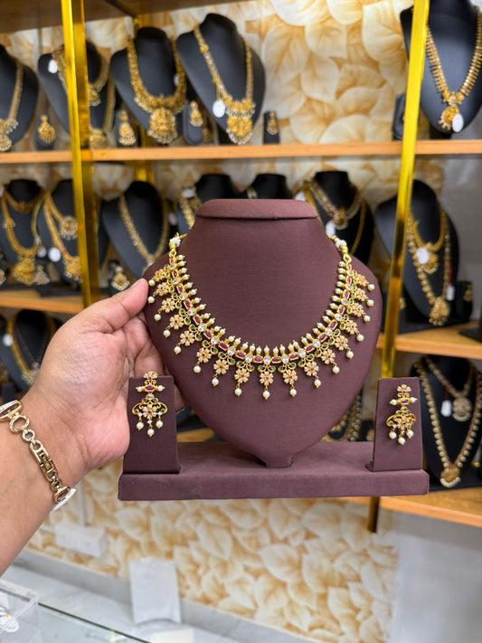 Classic Ruby Emerald Necklace