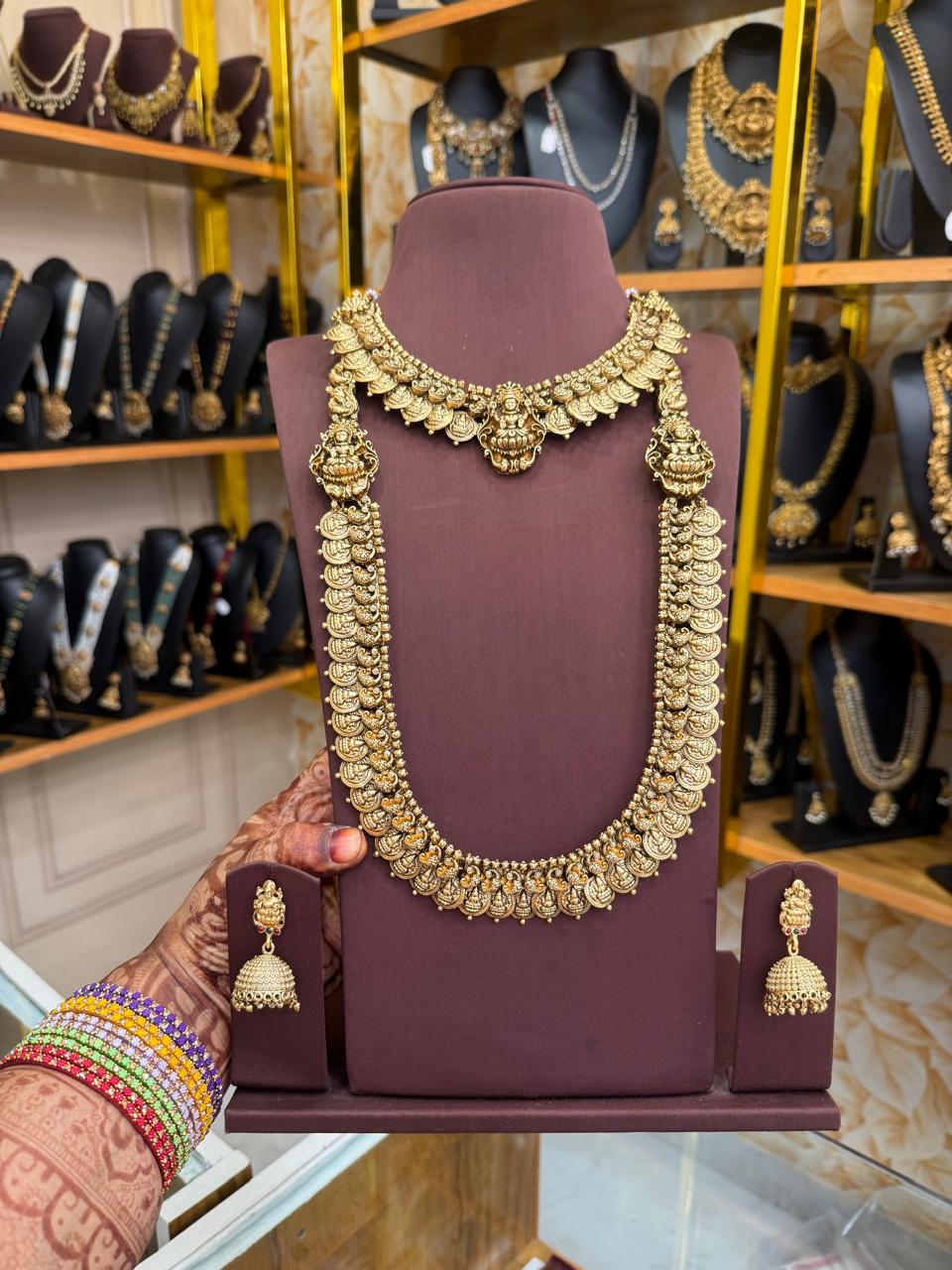 Traditional Lakshmi Kaasu Mala Bridal Combo Set