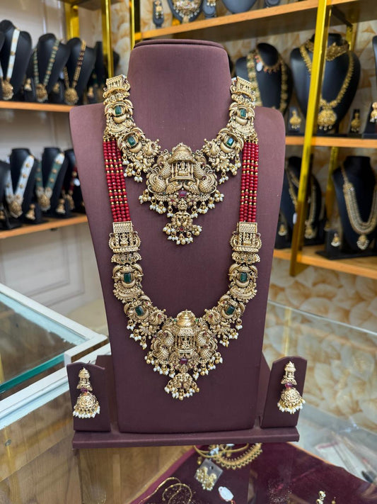 Stunning Lakshmi 3D Combo Set with Red Beads