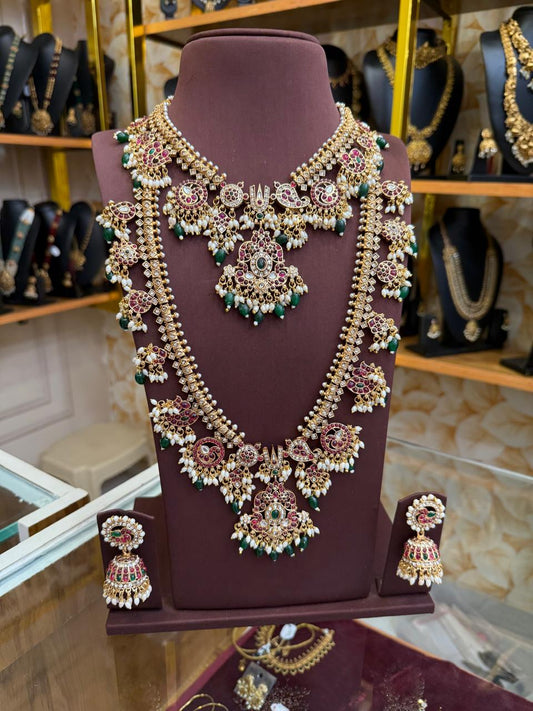Traditional Kemp with Guttapusalu bridal combo set