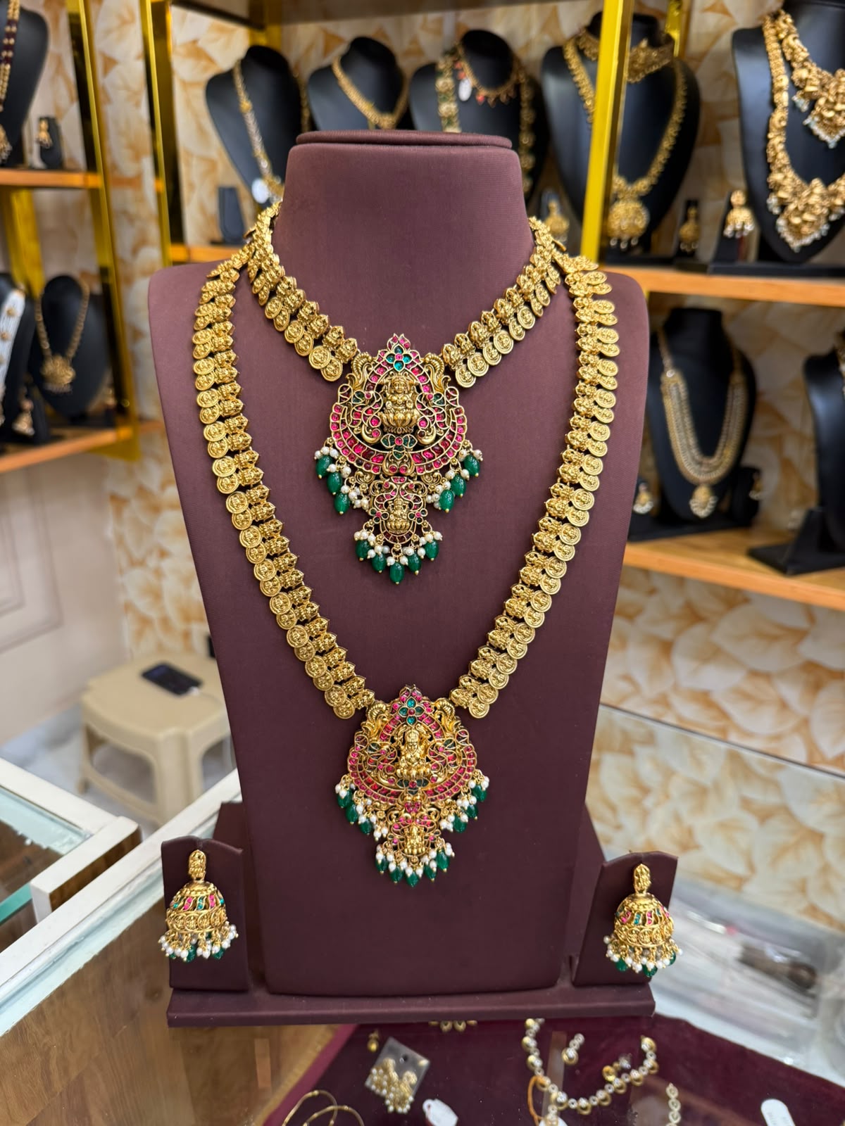 Jadau Green Beads Combo Set