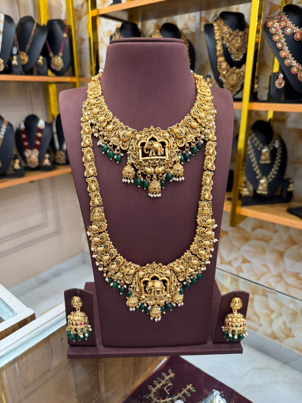 Gorgeous Green Beads Jumka Style Combo Set