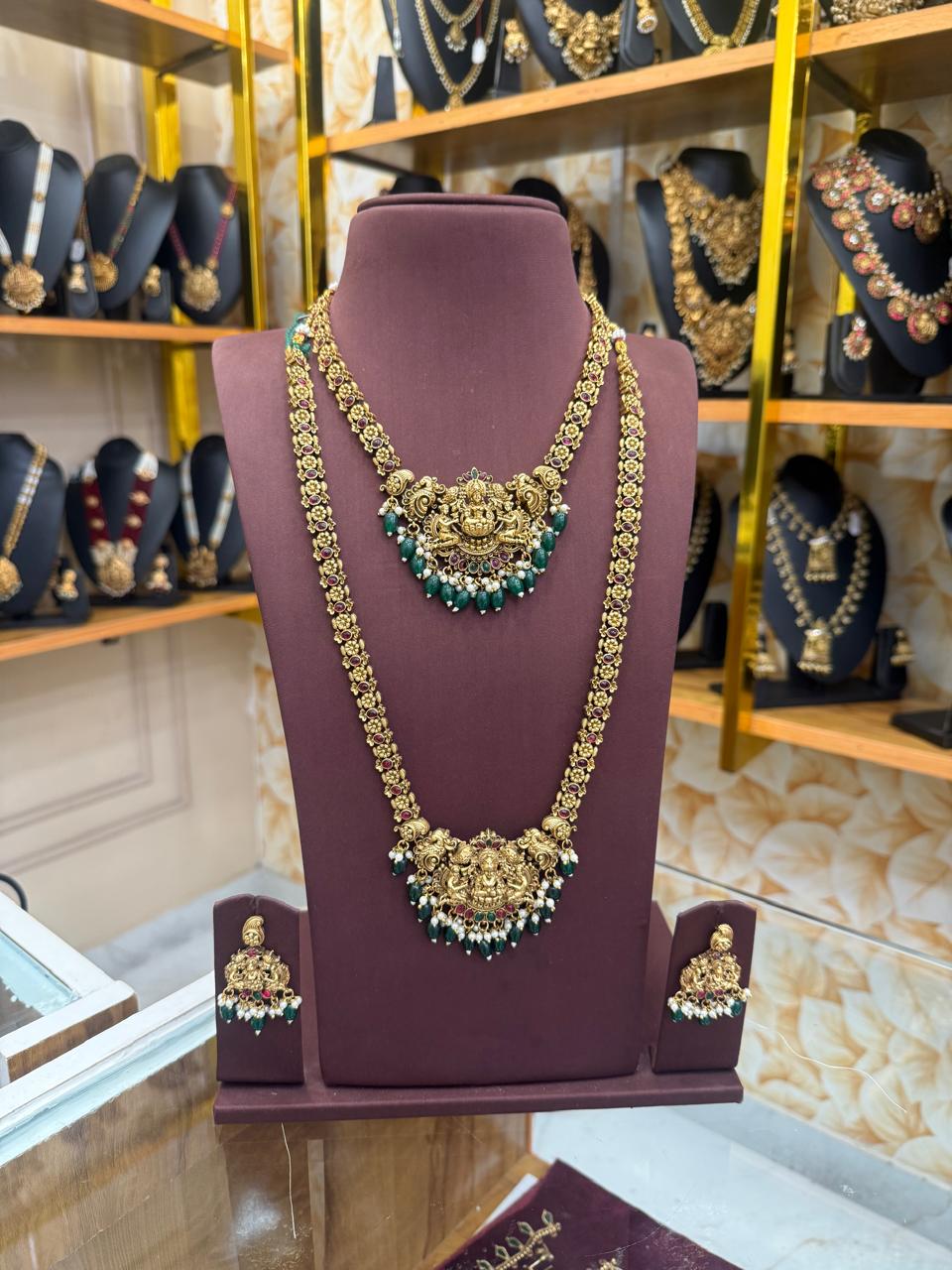 Royal Lakshmi Green Beads Combo Set