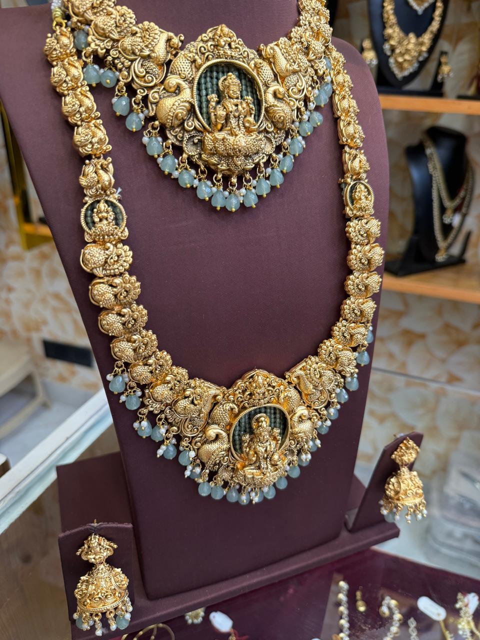 Lakshmi Combo Set with Pastel Green Beads