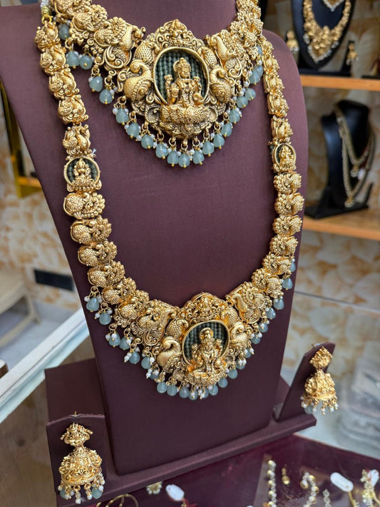 Lakshmi Combo Set with Pastel Green Beads
