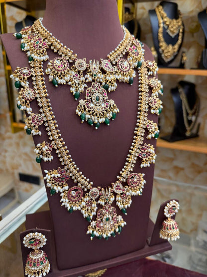 Traditional Kemp with Guttapusalu bridal combo set