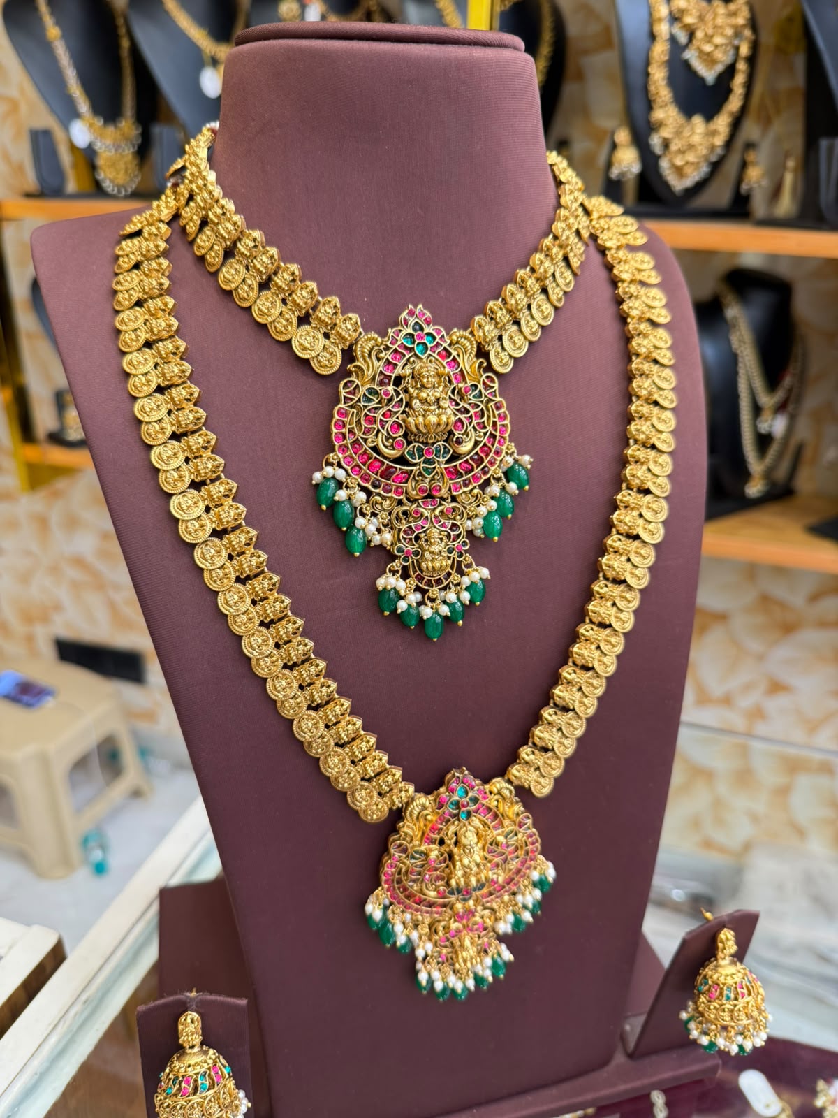 Jadau Green Beads Combo Set