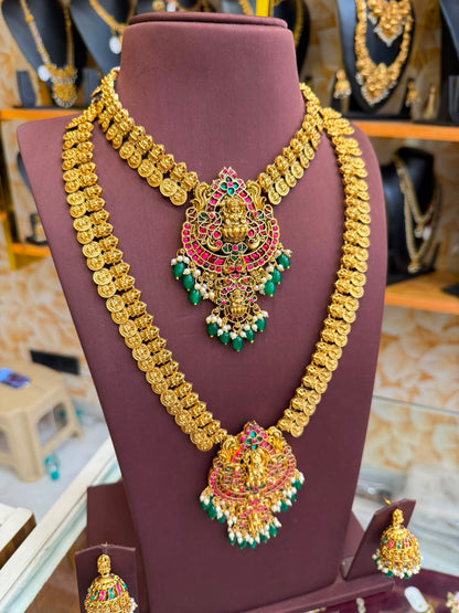 Jadau Green Beads Combo Set