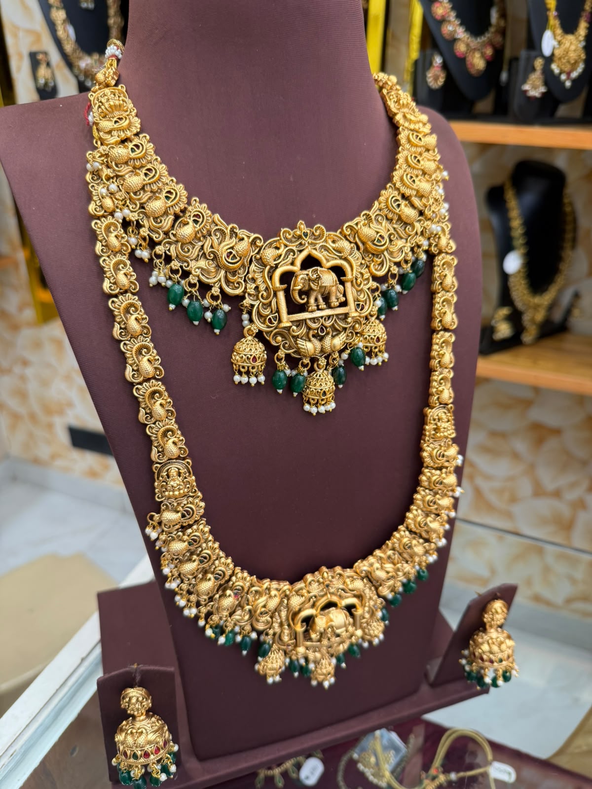 Gorgeous Green Beads Jumka Style Combo Set