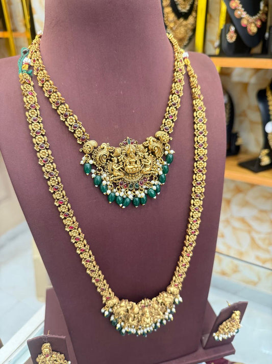 Royal Lakshmi Green Beads Combo Set