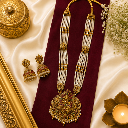 White Beads Lakshmi Haram