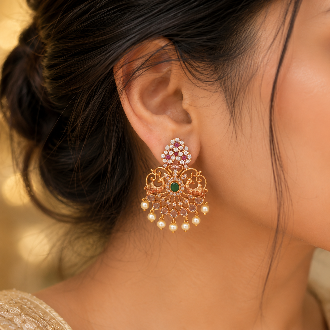 Peacock Stone Earrings