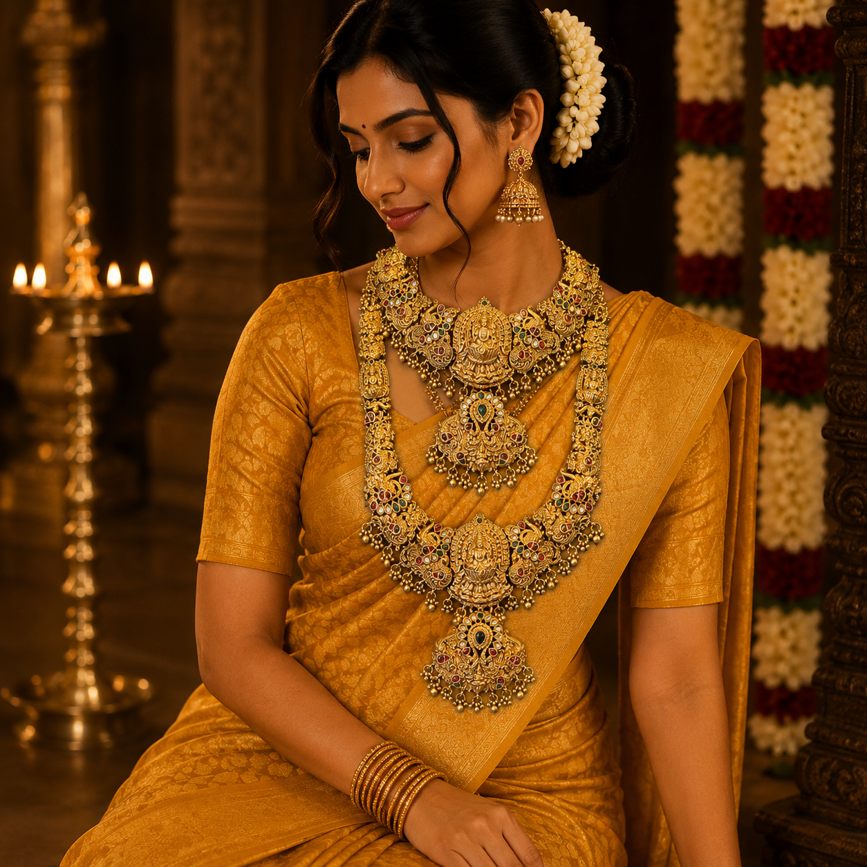 Grand Lakshmi Bridal neck set combo with Tikka and jumka