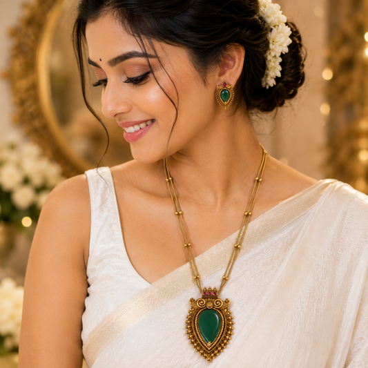 Emerald Palakka Pendant Chain