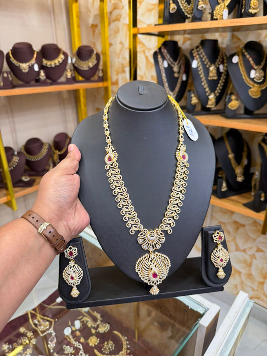 American diamond with ruby stone haram