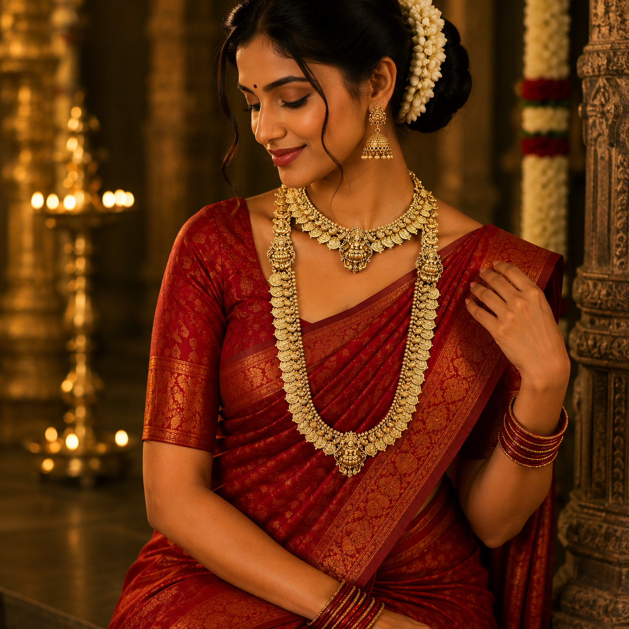 Traditional Lakshmi Kaasu Mala Bridal Combo Set