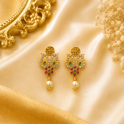Lakshmi Floral Coin Stud