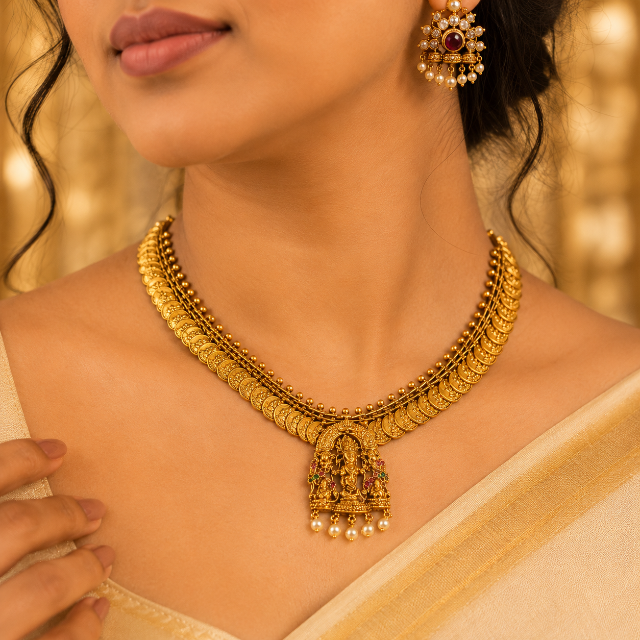 Heritage Gold Finish Coin Necklace