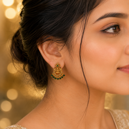 Dark Green Lakshmi Earrings