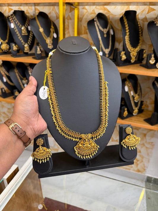 Golden Lakshmi beads haram