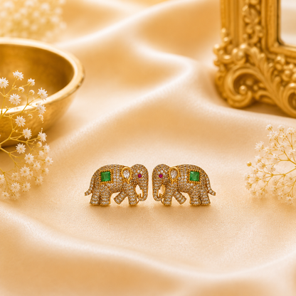 Pastel Green Elephant Stone Earrings