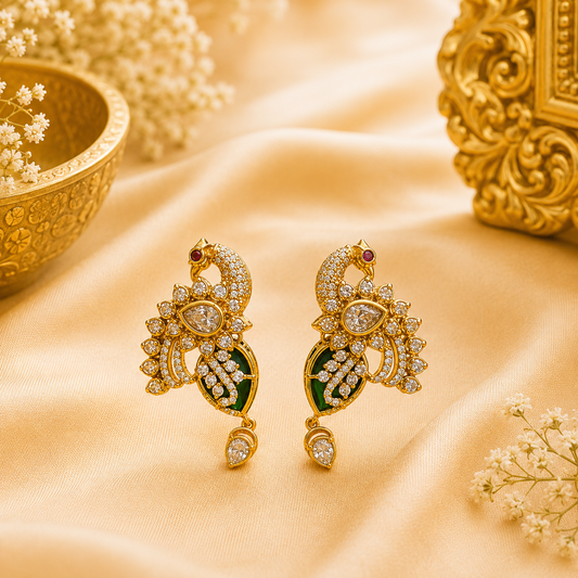 Emerald Peacock Earrings