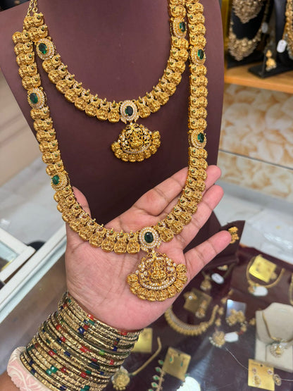 Premium Emerald Lakshmi Gold Replica Combo Set