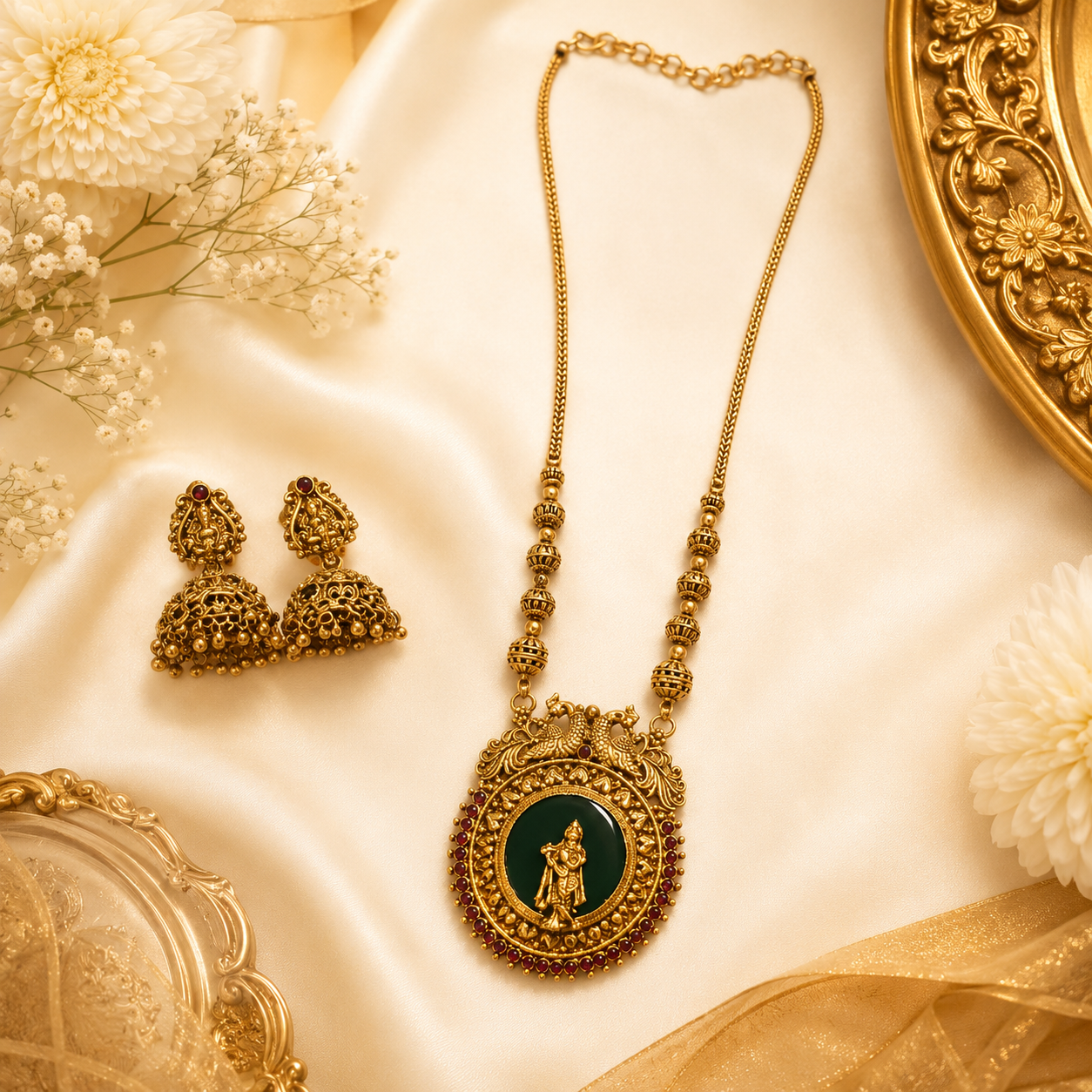 Emerald Royale Krishna Pendant Chain