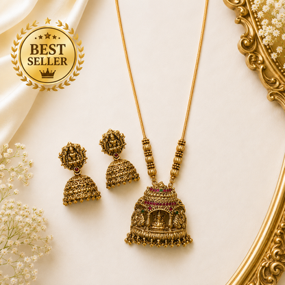 Elegant Gopuram Lakshmi Ball Haram
