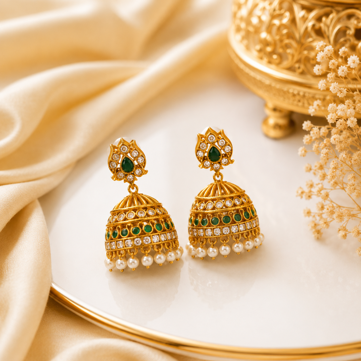 Emerald Pearls Jumka