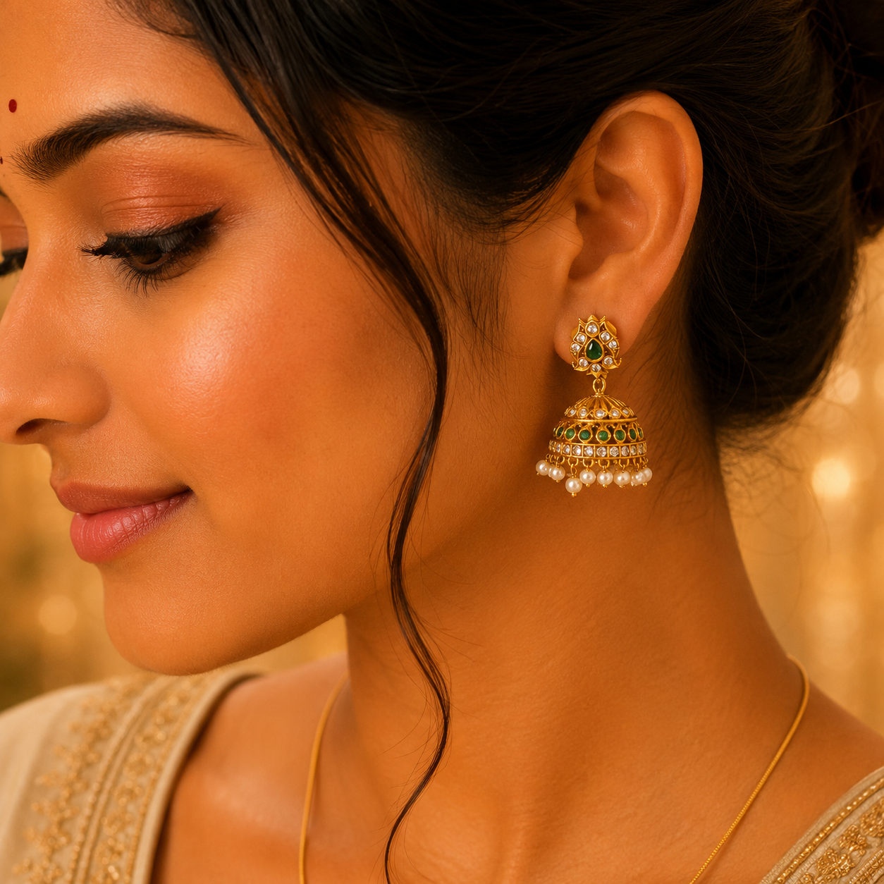 Emerald Pearls Jumka