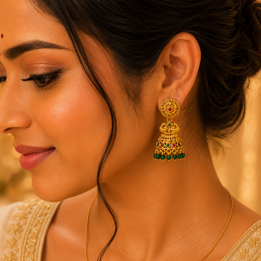 Green Beads Round Jumka