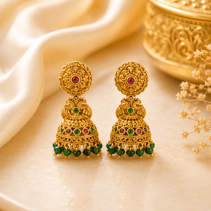 Green Beads Round Jumka