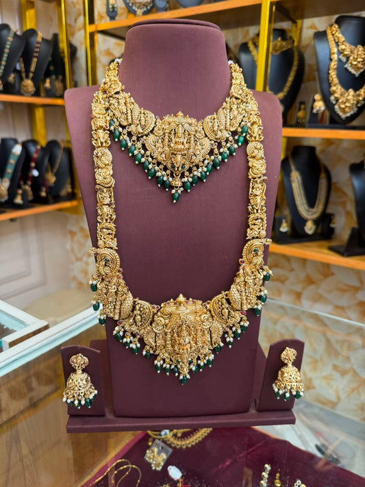 3D Bridal Lakshmi Combo Set with Green Beads