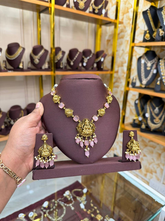 Pastel pink Lakshmi necklace